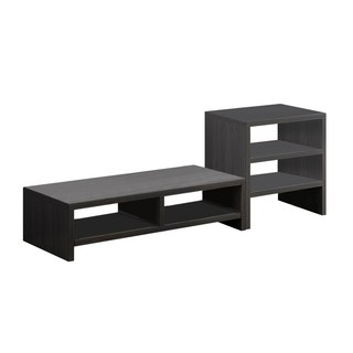 小優購物 鍵盤收納架螢幕增高架，電腦螢幕架增高架書架，ㄇ型桌上收納架，書桌螢幕架，優化桌面空間, 1個, 增高架雙層+三層櫃-[黑], 黑色