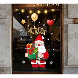 裝飾燈大師 聖誕無痕窗貼玻璃貼 可重覆黏貼 多種款式, 聖誕老人送禮