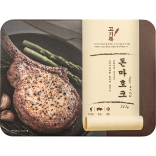 [국내산 한돈] 고기록 돈마호크[가정용/캠핑용] 스테이크 구이용 320g, 1개