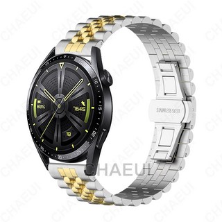 Huawei Watch GT6 / GT5 46mm 不鏽鋼金屬五珠錶帶, 銀間金,GT2/3/4/5/GT6 46mm, 1個