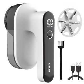 크루거 세탁소용 6중 충전식 대용량 LED 보풀제거기, 프리미엄 화이트블랙, KRLR-1329