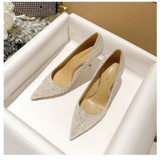 婚鞋女法式主婚紗新娘鞋不纍腳孕婦大碼加寬蝴蝶