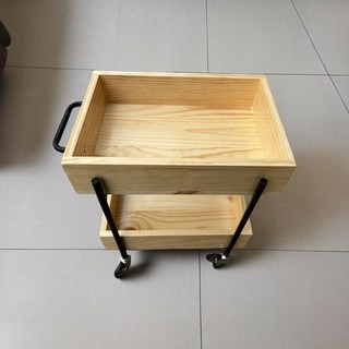 實木推車客廳沙發收納櫃，家用多層零食床頭置物架，可移動中古風邊幾, E0松木+（原木色）, 1個