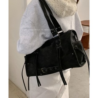 復古廢土風手提機車包 韓國新款托特包 大容量腋下包, 粉色,無規格