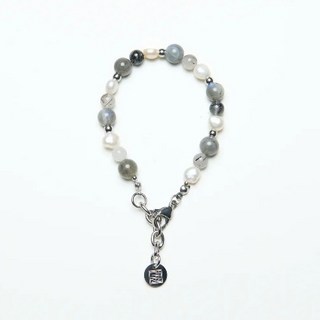 MIXTURE x JINEASTERNAU MJBB1 淡水珍珠黑髮晶月光石拼接手鏈 限量聯名設計