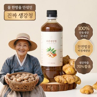 물 한방울 안들어간 국내산 100% 안동 생강 천연벌꿀함유 바른 생강청 원액 생강차, 1개, 1개입, 620g