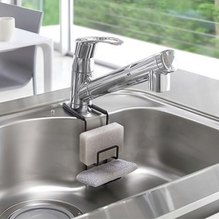 메오 싱크대 수전 스펀지 + 수세미 걸이랙, 블랙, 1개