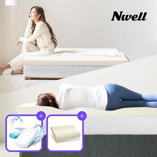 [20%쿠폰+사은품증정] 느웰 허리에 좋은 천연라텍스 미디움하드(적당한) 토퍼 매트리스+속커버+겉커버 포함 (슈퍼싱글/퀸/킹)