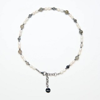 MIXTURE 淡水珍珠拉長石項鍊，優雅氣質，時尚百搭，修飾頸部線條