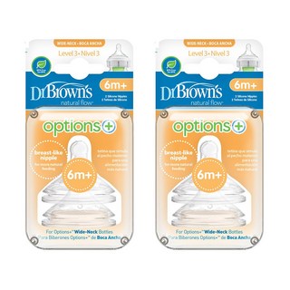 닥터브라운 와이드넥 옵션스 플러스 젖꼭지 2P, 3단계(2개입), 2개
