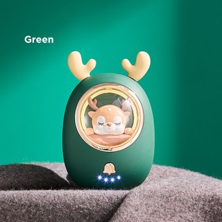 신제품 미니 인형 파워 뱅크 핸드 워머 투인원 usb 휴대용 보조배터리, 그린, 5000mAh