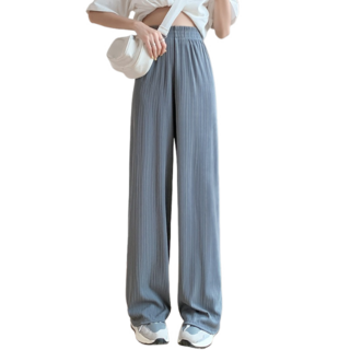 【OniWear】冰絲垂墜感闊腿褲，直筒寬鬆顯瘦休閒長褲，女生冰絲長褲，舒適透氣，多色可選