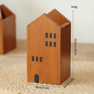 台灣出貨 收納盒 筆筒 桌面中式書桌收納筒 復古彩鉛筆刷文具畫筆化妝刷桶 木製收納盒, 大號, 1個