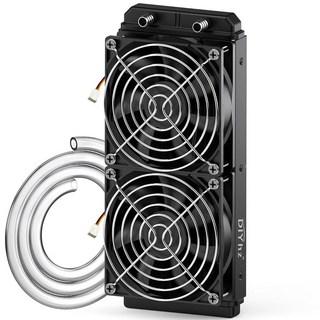 DIYhz 수냉 컴퓨터 라디에이터 12 파이프 알루미늄 열교환기 액체 냉각 라디에이터 G1/4 스레드 열 행 싱크 120mm CPU PC 레이저 워터 쿨 시스템 DC12V 블, Y-팬-240mm_240mm