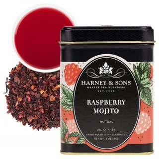 라즈베리 모히토 루즈 리프 티 85g(3온스) 틴 케이스, 라즈베리 모히토, 루즈 리프 티, 85g(3온스) 틴, 85g
