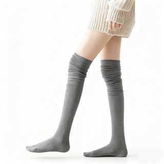 Serlace 韓系針織大腿襪堆堆襪 - 過膝長腿襪，時尚百搭JK襪