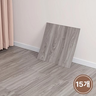 HAGOOGI 붙이는 접착식 바닥 데코타일 사무실 거실 현관 셀프시공 정사각 우드 데코타일 30*30, 15개, 다크그레이