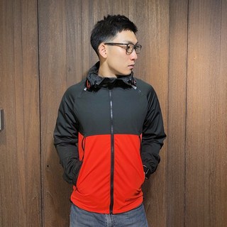 Superdry 極度乾燥 風衣外套 連帽 防風 修身 色塊拼色 撞色 男 黑橘色 S號