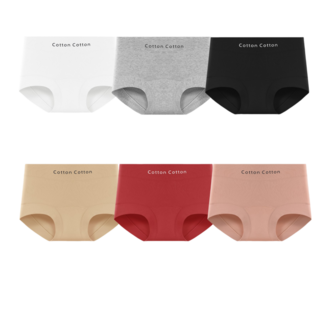 Tavoe 항균10A100% 면 여성 라운드 브리프 중허리 레깅스 타입윤곽선 포인트 팬티 6개 세트 T258-002