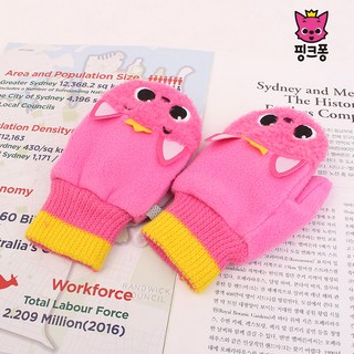 엄지폴라장갑 핑크퐁 입체귀 남아 여아 방한장갑 귀여운 유아동장갑