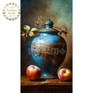 보석십자수 빨간 사과 과일 고전 빈티지 약식 정물화 장미꽃 페이퍼 마를린 먼로 유화 장식 인물화 대형 잼보석 비즈, G21/고전 빈티지 약식 정물화30X50, 1개