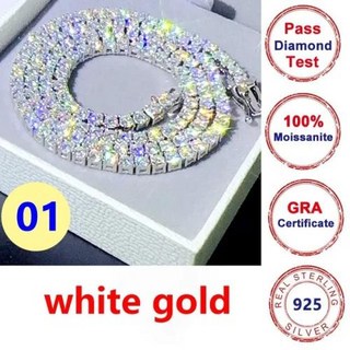 모이사나이트팔찌 풀 D 컬러테니스 힙합 팔찌 S925 스털링 실버 화이트 골드 팔찌 남녀공용 2mm 3mm 4mm 5mm