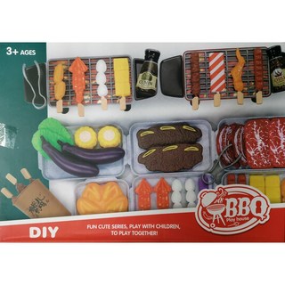 仿真燒烤BBQ 55件套玩具 兒童家家酒玩具 模擬烤肉爐 烤串 烤肉 過家家玩具, 1個, 燒烤55件套（手提彩盒）適合送禮