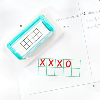 티처스 5칸 도장 3칸 네모 칸 스탬프 빈칸 오답 체크 수학 학습, 녹색, (9mm) 5칸 두줄 중형-에메랄드