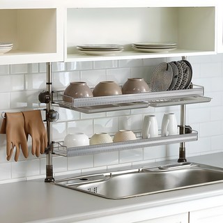 하이라인 알루미늄 기둥식 식기건조대 800 싱크선반, 2단, 블랙, 1개