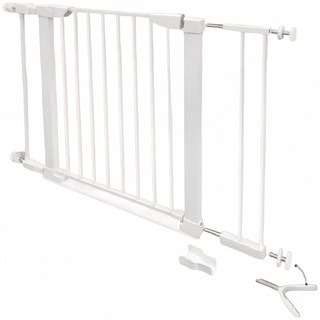 KINGBO 超薄門檻門欄 機器人可通過 不絆腳 寵物安全門欄 護欄 圍欄 防護欄, 白色, 1個