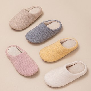 靜音軟底棉拖鞋 防滑居家室內拖鞋 - 無印風簡約設計, 1個, 鞦杏黃,36-37(適合34-35)