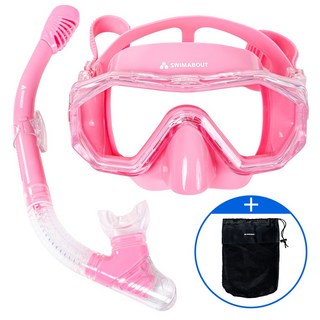 스윔어바웃 안티포그 스노쿨링 마스크 세트 스노클, 썸머 핑크 (AF-SNK-PK)