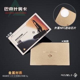 三角洲行動 遊戲儲值卡 系列，金屬卡、鑰匙卡、金卡、黑卡、白卡、總裁卡, 1個, 【白金】地下車庫房卡+NFC貼片