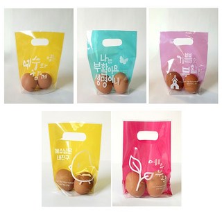 경지사 부활절 계란 손잡이 비닐가방 중 (60매) 부활절 계란포장 비닐봉투, 다양한색, 1세트