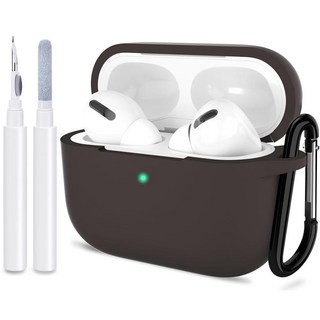 ATUAT 에어팟 프로 1세대/2세대 케이스 커버 키체인 포함 보호 실리콘 스킨 액세서리 여성용 남성용 애플 2019/2022 충전 케이스 전면 LED 표시-미드나잇 그, E-Coffee