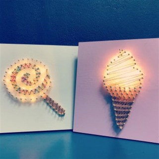 <스트링아트DIYLED조명키트> 아이스크림/롤리팝, 2-2.분홍아이스크림+컬러믹스LED, 1개