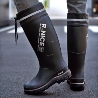 TIMEPURE 남성용 수축형 하이 레인부츠 미끄럼방지 방수 장화 낚시 배달기사 작업화 전용 고무신