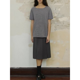 【高端美麗諾】羊毛衫 短袖T恤 針織衫 春夏上衣 圓領百搭 寬鬆休閒 卷邊設計 100%美麗諾羊毛 透氣親膚