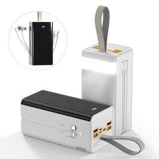 WOWWAY 대용량 보조배터리 50000mAh 고속충전 PD+QC3.0 일체형 휴대용 전원 여행용 캠핑용 파워뱅크, 화이트