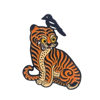 까치호랑이 호작도 민화 캐릭터 핀타입 호랑이뱃지(민화)