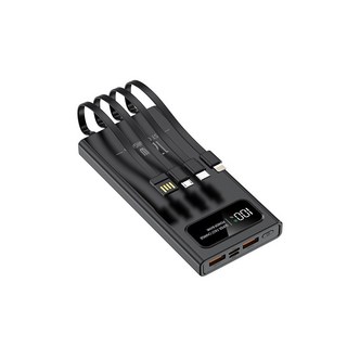 【ccc wh】行動電源 20000mah大容量 PD66W超級快充 自帶四線 旅行出國必備 適用安卓蘋果, 黑色【四線+快充+數顯+ccc】