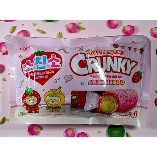 롯데 디저트 간식 크런키 더블크런치바 미니 스트로베리&바나나 313.5g, 1개