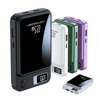 【限時特價】MagSafe新款 無線磁吸行動電源 快充22.5W磁吸 超薄小巧 隨身充 20000mAh行動電源, 黑色【22.5W有線充+15W無線充】, 黑色, 2萬毫安大容量