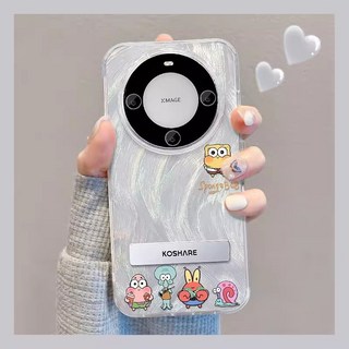 桃園出貨-適用華為Pura70pro手機殻nova7/8卡通海綿寶寶支架mate60羽紗可愛