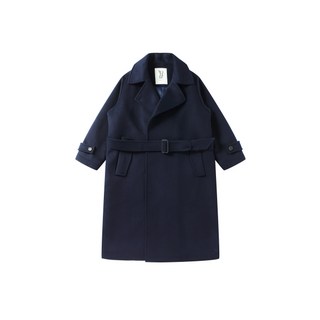 SOLEW 루즈핏 더블 브레스티드 코트_네이비