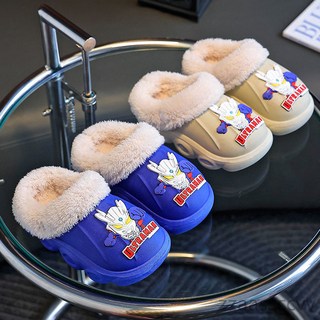 低價優選 賽羅奧特曼兒童棉拖鞋冬季防水加絨居家保暖男孩子小冬天拖鞋