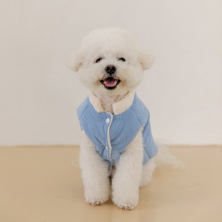 애니멀로우 강아지 겨울 패딩 조끼 코듀로이 방한복, 블루, 1개