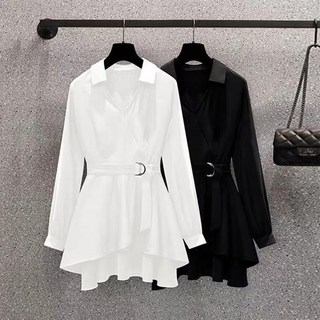 M-4XL 大尺碼顯瘦百搭襯衫 大尺碼女裝洋氣收腰顯瘦遮肉減齡襯衣