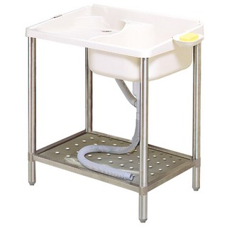 不鏽鋼腳架ABS洗衣水槽_附皂盤 (流理台/洗衣槽/洗手台/塑鋼/水槽/洗碗槽), 牙色, 1個