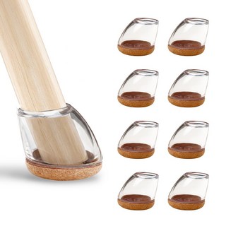 식탁 의자 발커버 층간 소음방지 원형 다리 의자캡, 8개, 투명